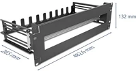 Delock DIN SIN 3U FÉM FEKETE 19  áramkör megszakító borítással, kábel feszültségmentesítés és kép