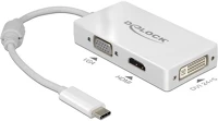 Delock DVI M/F Usb-c -> vga hdmi dvi m/f adapter 0.2m fehér kép