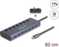 Delock ÉS 20 usb 5 gbps hub 7 usb type-c  porttal és kapcsolóval, melyből 6 adatport kép