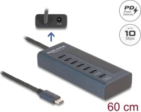 Delock ÉS 20 WATT-OS usb 10 gbps hub 7 db. usb type-c  porttal, amelyből 6 adat csatlakoztatási kép