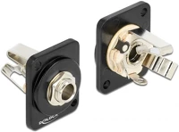 Delock F/M D-TYPE Jack stereo 6,35mm (3pin) -> 3db forrfül f/m d-type modul fekete kép