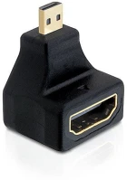 Delock GT; A Hdmi micro d ethernet -> hdmi m/f adapter 90°-os fekete kép