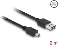 Delock GT; USB 2.0-S MINI-B-TÍPUSÚ Easy-usb a -> usb-b 2.0 mini m/m adatkábel 2m fekete kép