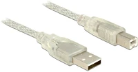 Delock GT; USB 2.0 TYPE-B Usb-a 2.0 -> usb-b 2.0 m/m adatkábel 1m átlátszó kép