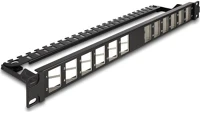 Delock HÚZÁSMENTESÍTETT FEKETE 19  keystone patch panel 24 porttal hajlított húzásmentesített fekete kép