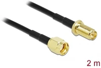 Delock LMR/CFD100 Rp-sma -> rp-sma m/f antenna kábel 2m fekete lmr/cfd100 kép