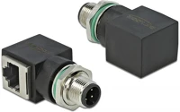 Delock M12 4 TŰS D-KÓDOLT ADUGÓ M12 4pin d-code -> rj45 m/f adapter fekete kép