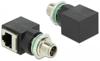 Delock M12 8 TŰS X-KÓDOLT ADUGÓ M12 8pin x-code -> rj45 cat6a utp m/f adapter fekete kép