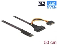 Delock M.2 M -&GT; U.2 SFF-8639 M.2 m -> u.2 sff-8639 sata power 15pin m/f adatkábel 0.5m fekete kép
