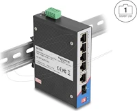 Delock POE 1 Ipari gigabit ethernet elosztó 4 port poe 1 port rj45 1 port sfp din sínhez kép