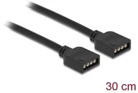 Delock RGB 4PIN 12V -&GT; RGB 4PIN 12V F/F RGB Rgb 4pin 12v -> rgb 4pin 12v f/f rgb kábel 0.3m fekete kép