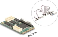 Delock RS-232, 1 X Mini pcie i/o pcie teljes méretű 4 x soros rs-232, 1 x párhuzamos kép