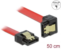 Delock SATA-CSATLAKOZ Sata 3 f/f adatkábel 0.5m piros egyenes/90° le kép