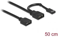 Delock TŰS 5 V-S RGB Argb 3pin 5v vdg 5v -> argb 3pin 5v f/f rgb kábel 0.5m fekete kép