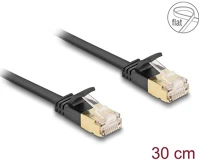 Delock U/FTP 0,3 rj45 hálózati kábel cat.6a apa - apa robosztus csatlakozóval és cat.7 nyers lapos kábellel  m, fekete kép