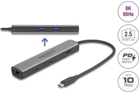 Delock USB 10 GBPS / 2,5 usb 40 gbps usb type-c  dokkolóállomás 8k - hdmi /  gigabit lan / pd 3.0 100 w kép