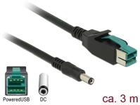 Delock USB 12V -&GT; DC 5,5 Powered usb 12v -> dc 5,5 x 2,1mm m/m tápkábel 2m fekete kép