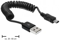 Delock USB 2.0-A MALE TO USB MICRO-B MALE, SPIRÁL KÁBEL 83162 Usb 2.0-a male to usb micro-b male, spirál kábel kép