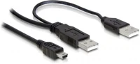 Delock USB2.0-A Cable 2 x usb2.0-a male > usb mini 5-pin 1m kép