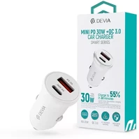 Devia 30W PD+QC Smart series mini 30w pd+qc usb+type-c autós töltő adapter - fehér kép