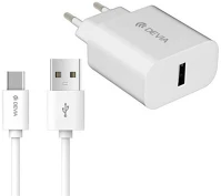 Devia DEV-XT117-CW Hálózati töltő usb aljzat (5v / 2100 ma, gyorstöltés támogatás + type-c kábel) fehér kép