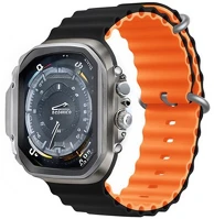 Devia GP-160493 Apple watch series 10 46mm  deluxe sport6 pótszíj egyedi méret, hullám, fekete/narancssárga kép