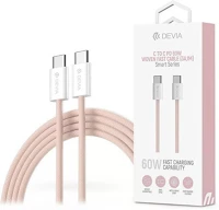 Devia ST106178 Smart series woven 1m 60w pd type-c/type-c rózsaszín adat és töltőkábel kép