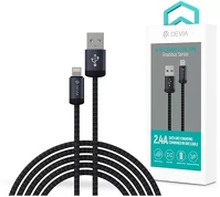 Devia ST108042 Gracious series v2 12w usb/lightning 2m fekete adat-és töltőkábel kép