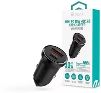 Devia ST112421 Smart series mini 30w pd+qc usb+type-c fekete autós töltő adapter kép