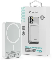 Devia ST362606 Kintone series v2 20w lightning + type-c 5000 mah magsafe fehér power bank kép