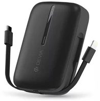 Devia ST387562 Kintone series 10000mah fekete usb+type-c powerbank + type-c/lightning kábel kép