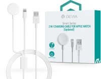 Devia ST394690 Mágneses töltőkábel apple watch órához + usb-a - lightning kábel - smart series 2in1 charging cable for apple watch - fehér kép