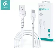 Devia USB - 5V/2.1A - WHITE USB - MICRO USB ADAT- ÉS TÖLTŐKÁBEL 1 M-ES VEZETÉKKEL - KINTONE CABLE V2 kép