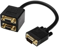 Digitus AK-310400-002-S Vga tv, monitor csatlakozókábel 1x vga dugó - 2x vga alj 0.20 m fekete kép