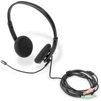 Digitus DA-12202 On ear office headset with noise reduction 2x3.5 mm stereo black kép