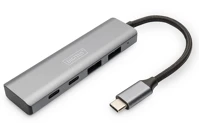 Digitus DA-70245 Usb-c 4 port hub, 2x usb a + 2x usb-c dark gray kép