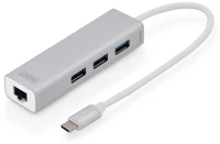 Digitus DA-70255 Usb 3.0 hub + ethernet (3+1 port) ezüst kép