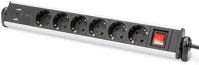Digitus DA-70624 Hálózati elosztó kapcsolóval 6din, 3xusb 1,5m black kép
