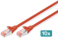 Digitus DK-1644-030-R-10 CAT.6 S/FTP LSZH Dk-1644-030-r-10 cat.6 s/ftp lszh 3m piros patch kábel 10db/csomag kép