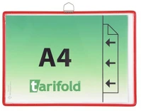 Djois F157503 Bemutatótábla, függő, a4,  fekvő, fém fülecskével, piros kép