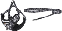 Dogness DOG SET BLACK Walking set leash 1,5m+harness for dog (black and white) kép