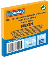 Donau 03.00643 Öntapadós jegyzettömb  76x76 mm 100 lap neon narancssárga kép