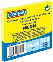 Donau 03.00645 Öntapadós jegyzettömb  76x76 mm 100 lap neon sárga kép