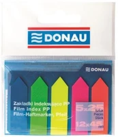 Donau COR_D7556 Jelölőcímke, műanyag, nyíl forma, 5x25 lap, 12x45 mm, neon szín kép