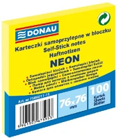 Donau U7586011-11 Öntapadó jegyzettömb  76x76 mm 100 lap neon sárga kép