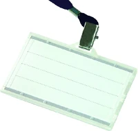 Donau U8347001PL-01 Azonosítókártya tartó  fekvő 85x50mm műanyag fekete nyakba akasztóval 50db/dob kép