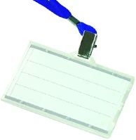 Donau U8347001PL-10 Azonosítókártya tartó  fekvő 85x50mm műanyag kék nyakba akasztóval 50db/dob kép