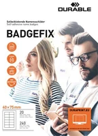 Durable 833402&NBSP Névkitűző, textil, öntapadó, 40x75 mm,  