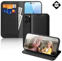 Dux ducis GP-161963 Iphone 16 pro 5g  hivo tok álló, valódi bőr flip, rfid, fekete kép