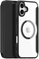 Dux ducis GP-161972 Iphone 16 plus 5g  skin x pro tok álló, bőr hatású flip, magsafe, fekete kép